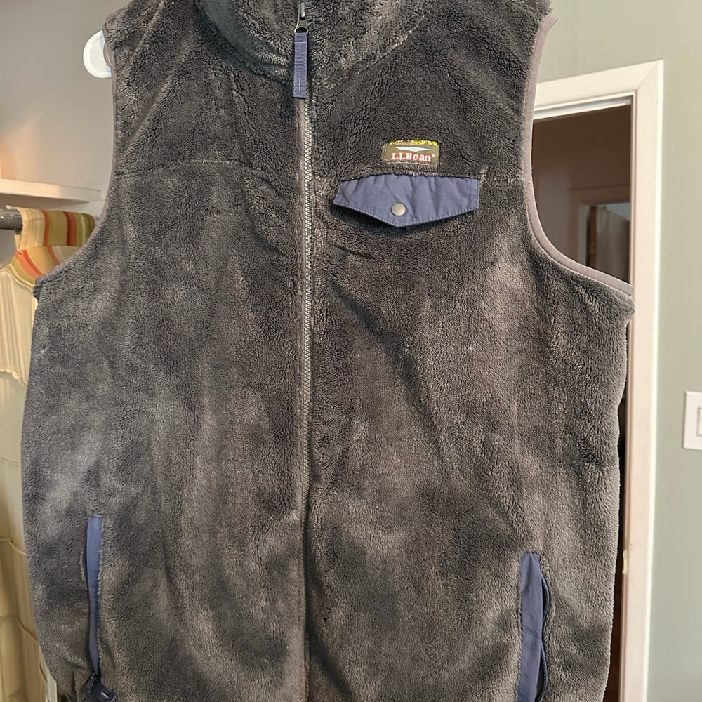 L.L. Bean Charcoal Fleece Vest for Women XL